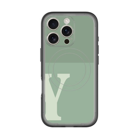 スリムプロテクションプレミアムケース with MagSafe［ オリジナル - initial two tone - Y green ］
