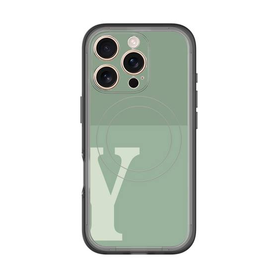 スリムプロテクションプレミアムケース with MagSafe［ オリジナル - initial two tone - Y green ］