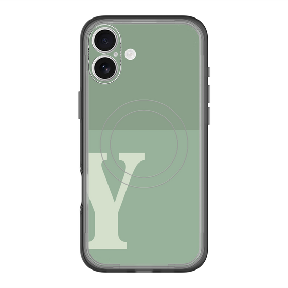 スリムプロテクションプレミアムケース with MagSafe［ オリジナル - initial two tone - Y green ］