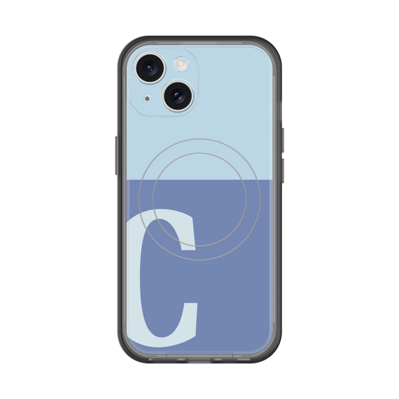 スリムプロテクションプレミアムケース with MagSafe［ オリジナル - initial two tone - C blue ］