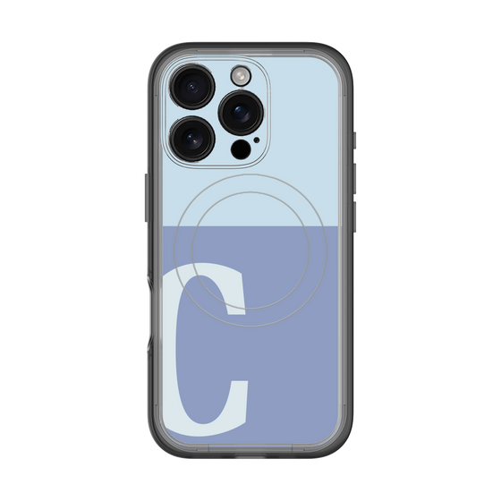 スリムプロテクションプレミアムケース with MagSafe［ オリジナル - initial two tone - C blue ］