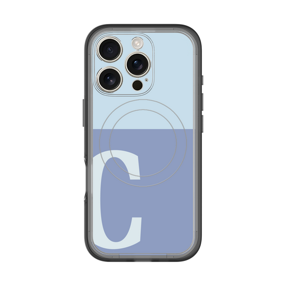 スリムプロテクションプレミアムケース with MagSafe［ オリジナル - initial two tone - C blue ］