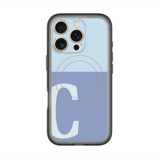 スリムプロテクションプレミアムケース with MagSafe［ オリジナル - initial two tone - C blue ］