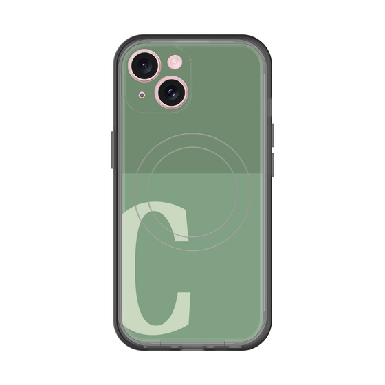 スリムプロテクションプレミアムケース with MagSafe［ オリジナル - initial two tone - C green ］