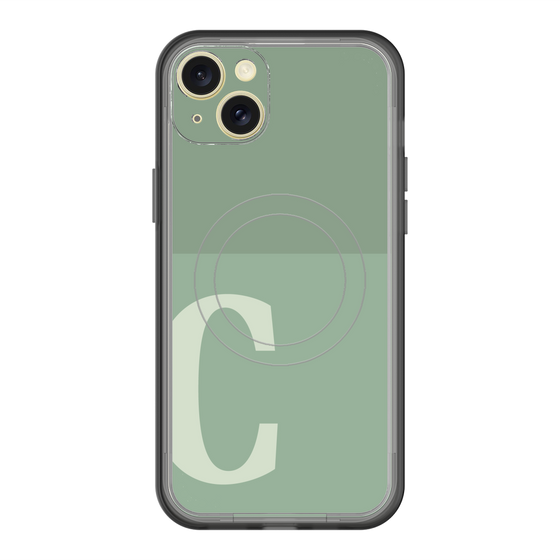 スリムプロテクションプレミアムケース with MagSafe［ オリジナル - initial two tone - C green ］