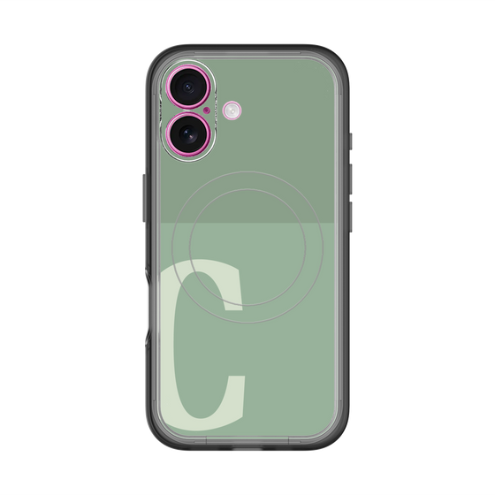 スリムプロテクションプレミアムケース with MagSafe［ オリジナル - initial two tone - C green ］