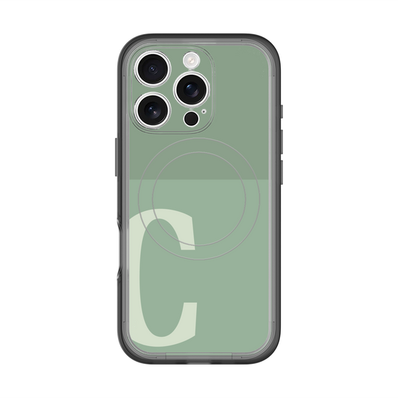 スリムプロテクションプレミアムケース with MagSafe［ オリジナル - initial two tone - C green ］