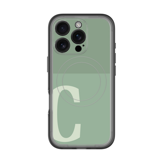 スリムプロテクションプレミアムケース with MagSafe［ オリジナル - initial two tone - C green ］