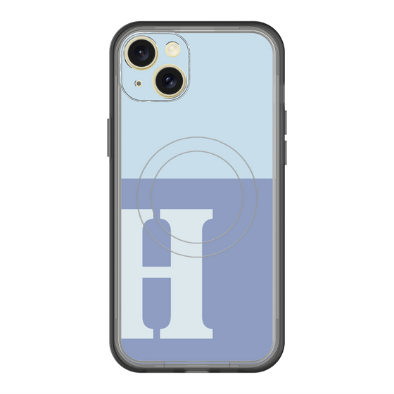 スリムプロテクションプレミアムケース with MagSafe［ オリジナル - initial two tone - H blue ］