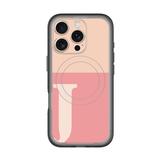 スリムプロテクションプレミアムケース with MagSafe［ オリジナル - initial two tone - J pink ］
