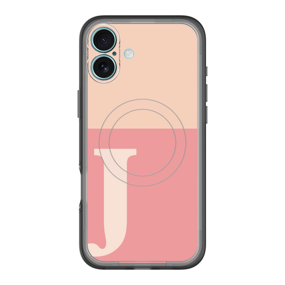 スリムプロテクションプレミアムケース with MagSafe［ オリジナル - initial two tone - J pink ］