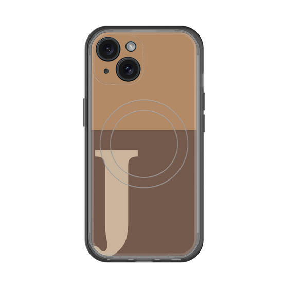 スリムプロテクションプレミアムケース with MagSafe［ オリジナル - initial two tone - J brown ］