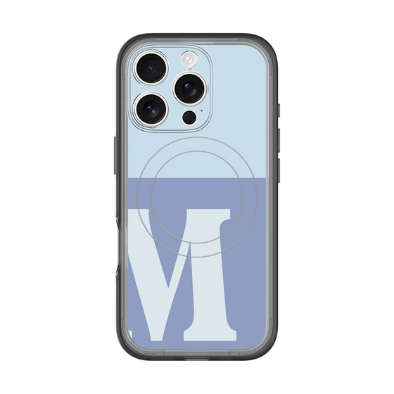 スリムプロテクションプレミアムケース with MagSafe［ オリジナル - initial two tone - M blue ］