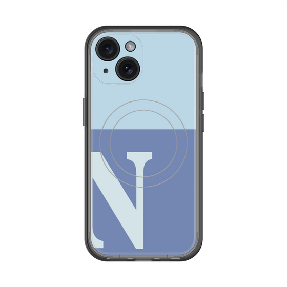 スリムプロテクションプレミアムケース with MagSafe［ オリジナル - initial two tone - N blue ］