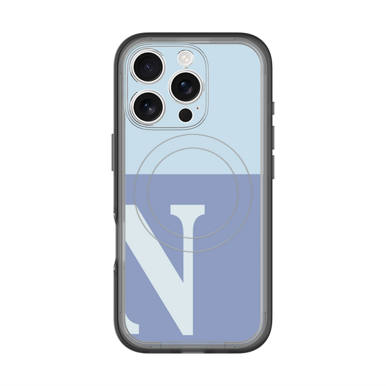 スリムプロテクションプレミアムケース with MagSafe［ オリジナル - initial two tone - N blue ］