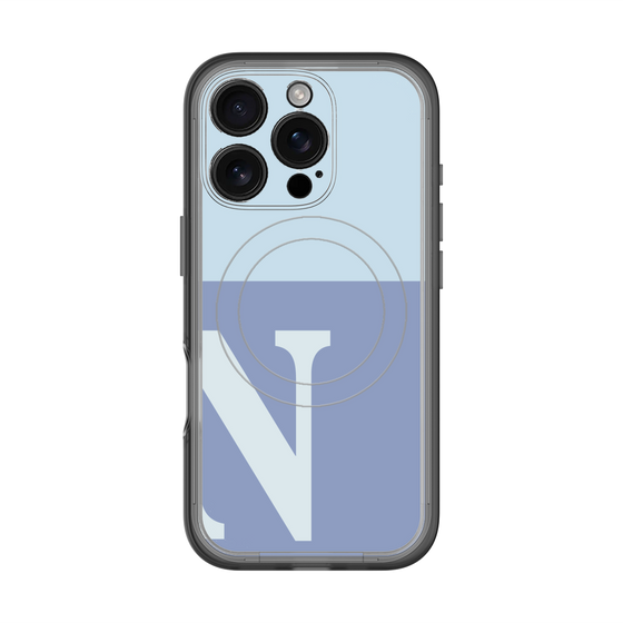 スリムプロテクションプレミアムケース with MagSafe［ オリジナル - initial two tone - N blue ］