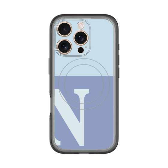 スリムプロテクションプレミアムケース with MagSafe［ オリジナル - initial two tone - N blue ］