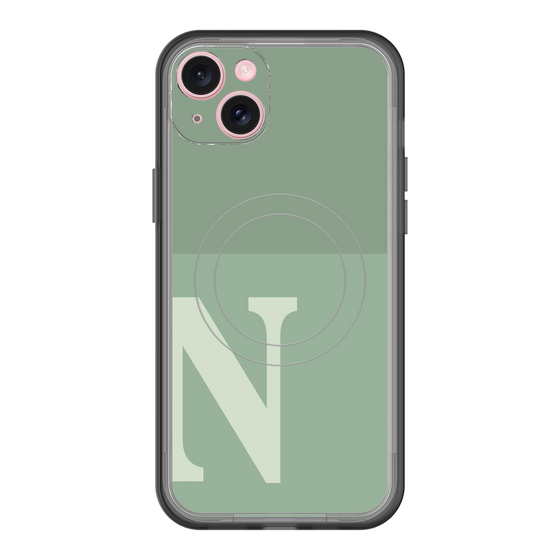 スリムプロテクションプレミアムケース with MagSafe［ オリジナル - initial two tone - N green ］