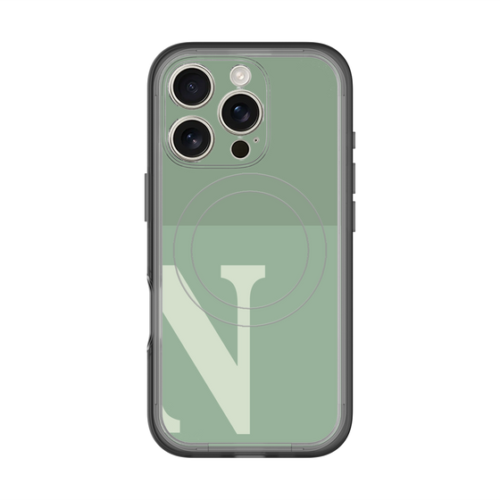 スリムプロテクションプレミアムケース with MagSafe［ オリジナル - initial two tone - N green ］
