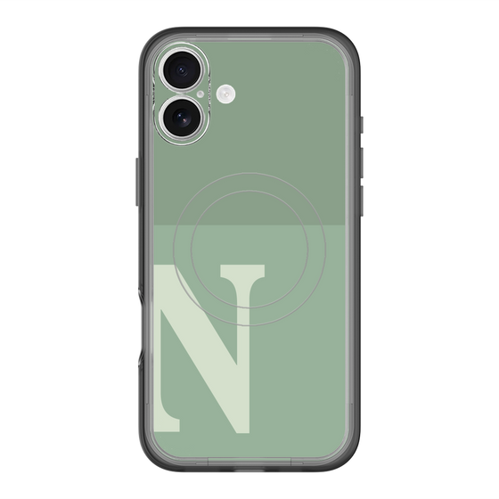 スリムプロテクションプレミアムケース with MagSafe［ オリジナル - initial two tone - N green ］