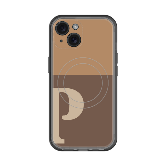スリムプロテクションプレミアムケース with MagSafe［ オリジナル - initial two tone - P brown ］
