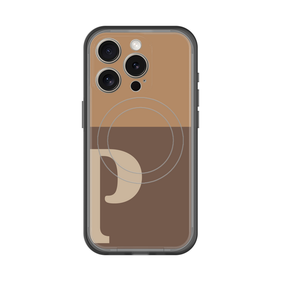 スリムプロテクションプレミアムケース with MagSafe［ オリジナル - initial two tone - P brown ］