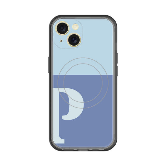 スリムプロテクションプレミアムケース with MagSafe［ オリジナル - initial two tone - P blue ］