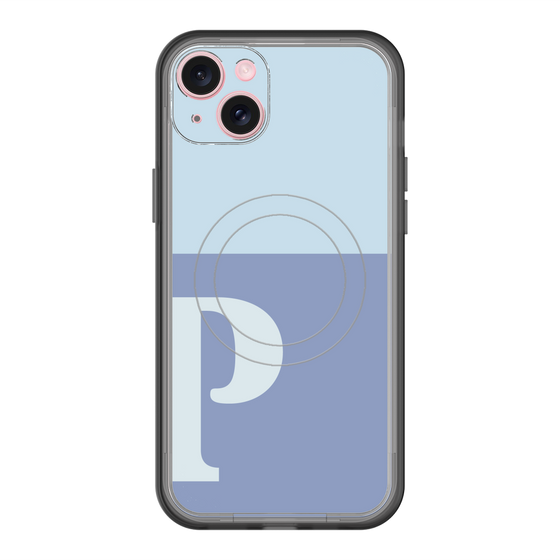スリムプロテクションプレミアムケース with MagSafe［ オリジナル - initial two tone - P blue ］