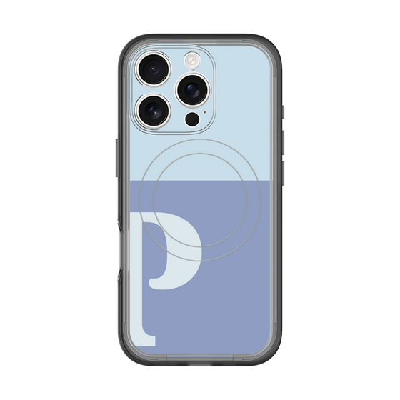 スリムプロテクションプレミアムケース with MagSafe［ オリジナル - initial two tone - P blue ］