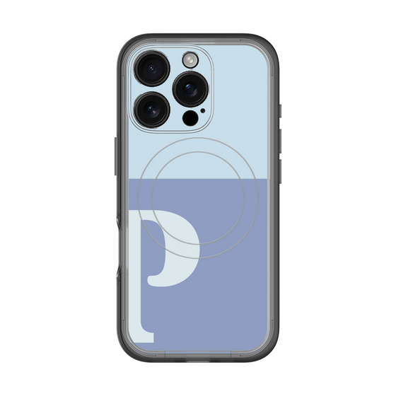 スリムプロテクションプレミアムケース with MagSafe［ オリジナル - initial two tone - P blue ］
