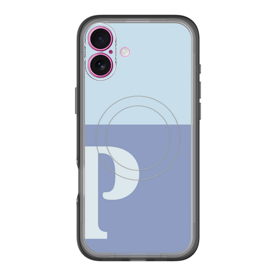 スリムプロテクションプレミアムケース with MagSafe［ オリジナル - initial two tone - P blue ］