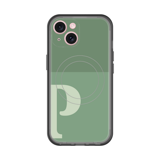 スリムプロテクションプレミアムケース with MagSafe［ オリジナル - initial two tone - P green ］