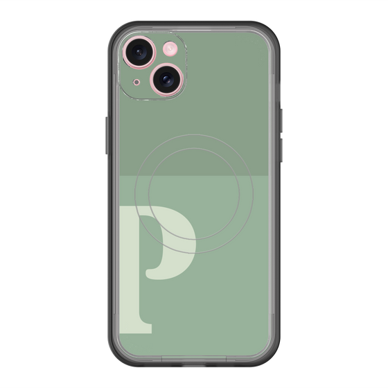 スリムプロテクションプレミアムケース with MagSafe［ オリジナル - initial two tone - P green ］