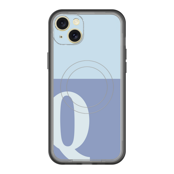 スリムプロテクションプレミアムケース with MagSafe［ オリジナル - initial two tone - Q blue ］