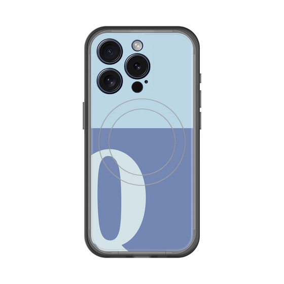 スリムプロテクションプレミアムケース with MagSafe［ オリジナル - initial two tone - Q blue ］