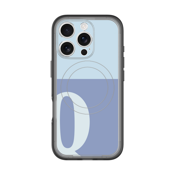 スリムプロテクションプレミアムケース with MagSafe［ オリジナル - initial two tone - Q blue ］