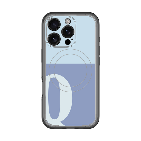 スリムプロテクションプレミアムケース with MagSafe［ オリジナル - initial two tone - Q blue ］