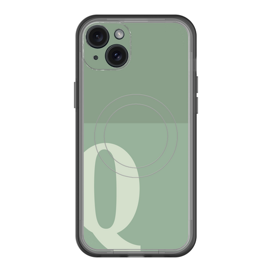 スリムプロテクションプレミアムケース with MagSafe［ オリジナル - initial two tone - Q green ］