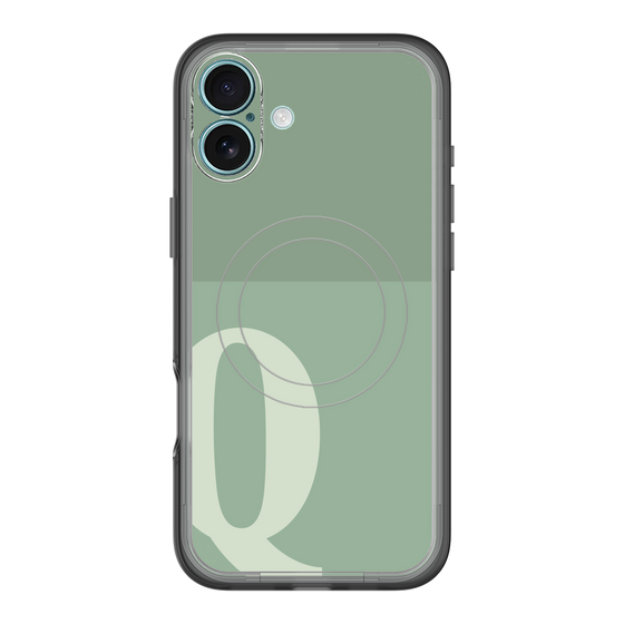 スリムプロテクションプレミアムケース with MagSafe［ オリジナル - initial two tone - Q green ］