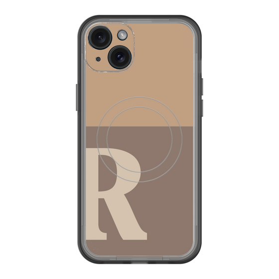 スリムプロテクションプレミアムケース with MagSafe［ オリジナル - initial two tone - R brown ］