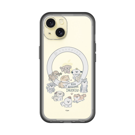 スリムプロテクションプレミアムケース with MagSafe［ こんにちは、いぬです - みんなそろって - クリア ］