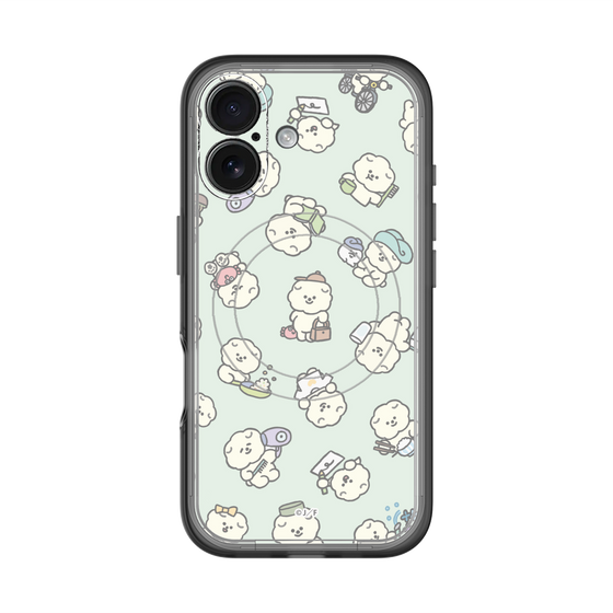 スリムプロテクションプレミアムケース with MagSafe［ もっさりもさお - もさおがいっぱい - グリーン ］