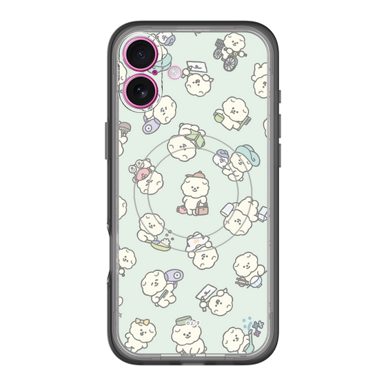 スリムプロテクションプレミアムケース with MagSafe［ もっさりもさお - もさおがいっぱい - グリーン ］