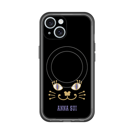 スリムプロテクションプレミアムケース with MagSafe［ ANNA SUI - フェイス - ブラック ］