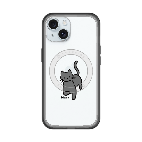 スリムプロテクションプレミアムケース with MagSafe［ オリジナル - CASEPLAYネコ - black ］