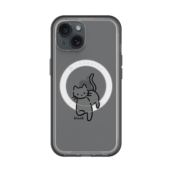 スリムプロテクションプレミアムケース with MagSafe［ オリジナル - CASEPLAYネコ - black ］