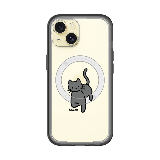 スリムプロテクションプレミアムケース with MagSafe［ オリジナル - CASEPLAYネコ - black ］