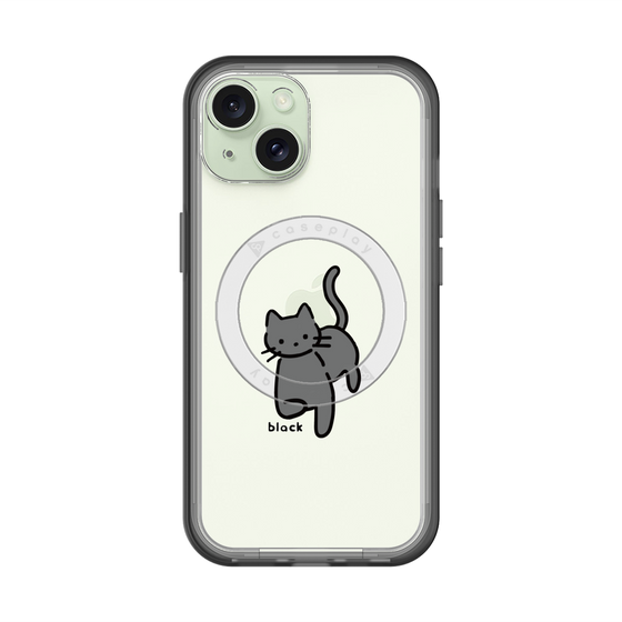 スリムプロテクションプレミアムケース with MagSafe［ オリジナル - CASEPLAYネコ - black ］
