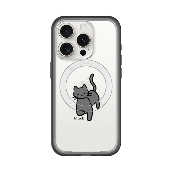 スリムプロテクションプレミアムケース with MagSafe［ オリジナル - CASEPLAYネコ - black ］