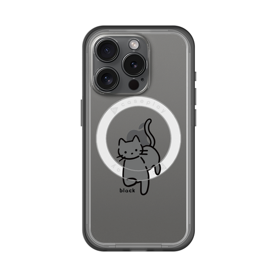 スリムプロテクションプレミアムケース with MagSafe［ オリジナル - CASEPLAYネコ - black ］